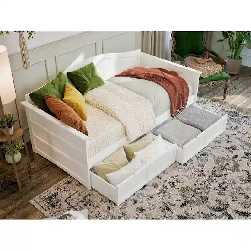 Lit de repos double AFI Acadia avec tiroirs de rangement