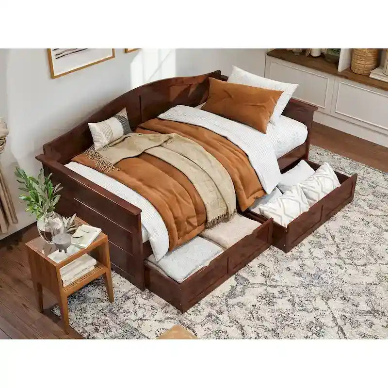 Lit de repos double AFI Acadia avec tiroirs de rangement