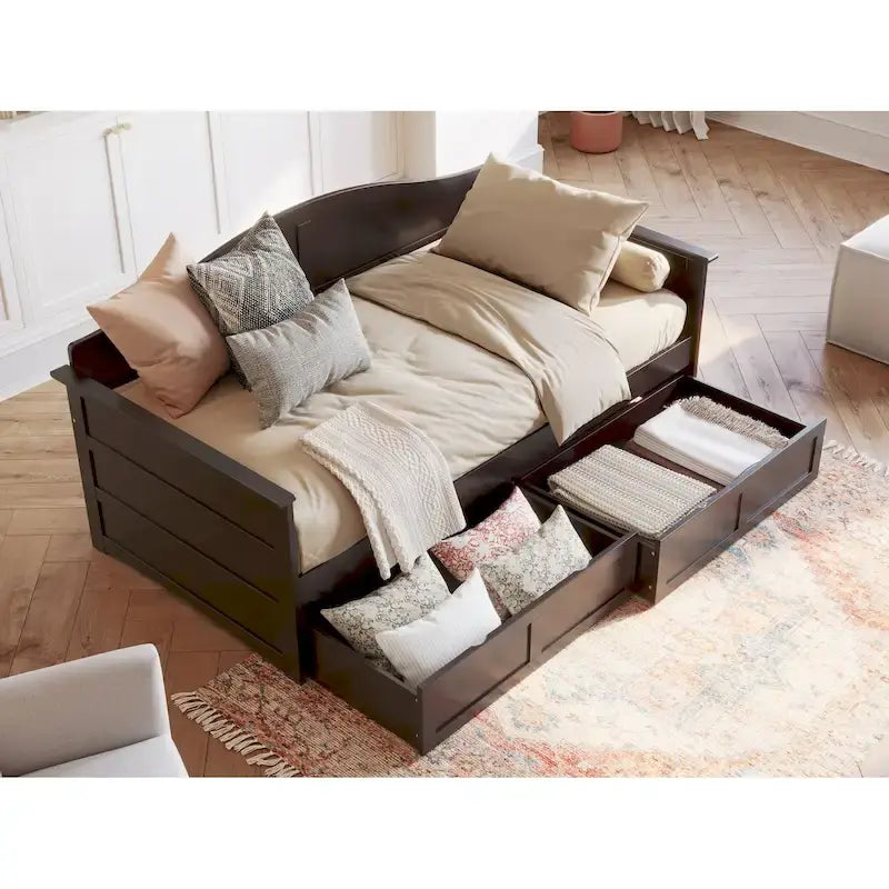 Lit de repos double AFI Acadia avec tiroirs de rangement
