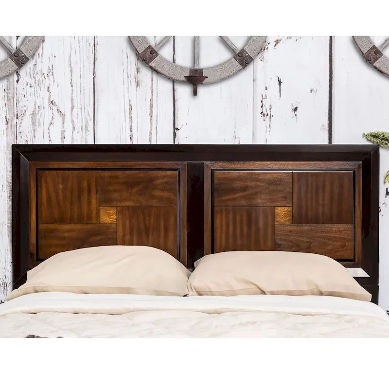 Furniture of America Sigh Chambre à coucher 3 pièces en bois massif noyer rustique
