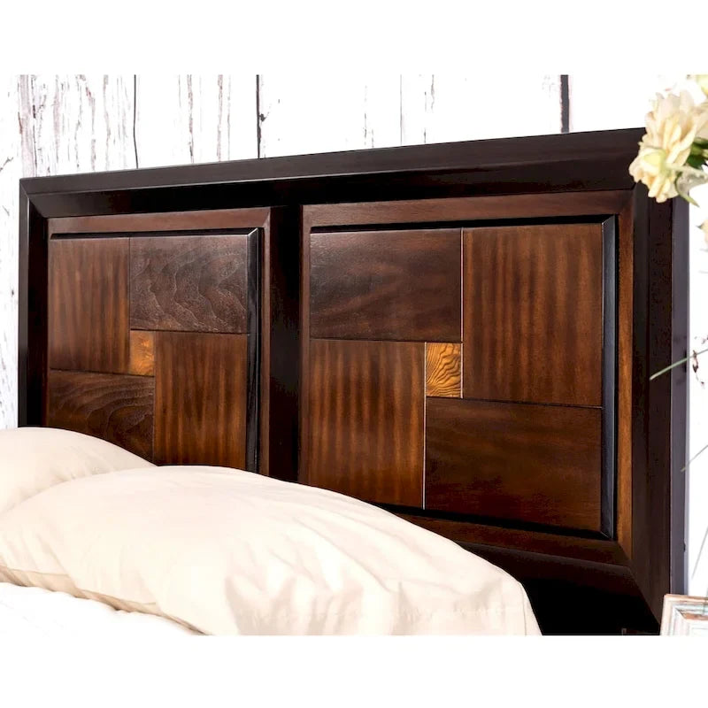 Furniture of America Sigh Chambre à coucher 3 pièces en bois massif noyer rustique