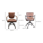 Chaise de bureau en cuir souple marron, style rustique vintage