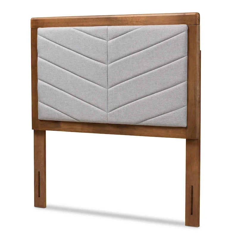 Tête de lit double moderne et contemporaine en tissu et bois gris