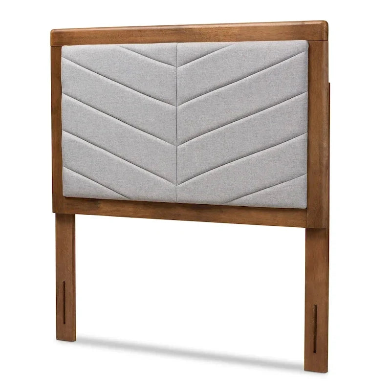 Tête de lit double moderne et contemporaine en tissu et bois gris