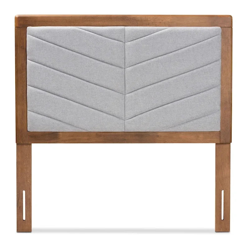 Tête de lit double moderne et contemporaine en tissu et bois gris