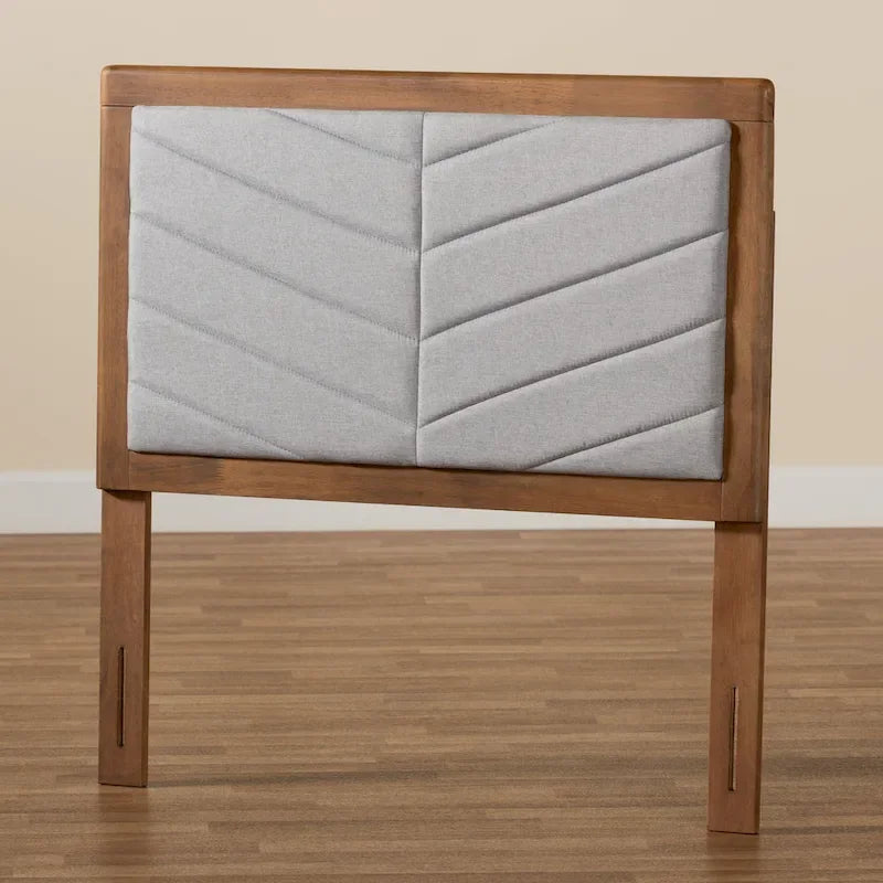 Tête de lit double moderne et contemporaine en tissu et bois gris