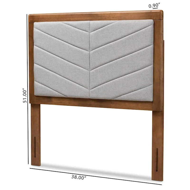 Tête de lit double moderne et contemporaine en tissu et bois gris