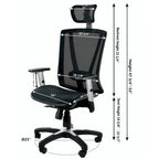 Fauteuil de bureau ergonomique ErgoMax Office entièrement maillé, réglable en hauteur, marron, avec accoudoirs et appui-tête, hauteur maximale de 132 cm