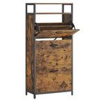 VASAGLE Shoe Cabinet with 3 Flip Doors, Storage Rack with Open Compartment, Internal Dividers, for 15-18 Pairs of Shoes,Rustic Brown and Black