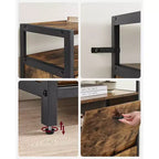 Meuble à chaussures VASAGLE avec 3 portes basculantes, étagère de rangement avec compartiment ouvert, séparateurs internes, pour 15 à 18 paires de chaussures, marron rustique et noir