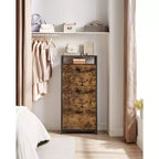 Meuble à chaussures VASAGLE avec 3 portes basculantes, étagère de rangement avec compartiment ouvert, séparateurs internes, pour 15 à 18 paires de chaussures, marron rustique et noir