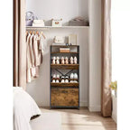 Meuble à chaussures VASAGLE avec 3 portes basculantes, étagère de rangement avec compartiment ouvert, séparateurs internes, pour 15 à 18 paires de chaussures, marron rustique et noir