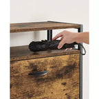 Meuble à chaussures VASAGLE avec 3 portes basculantes, étagère de rangement avec compartiment ouvert, séparateurs internes, pour 15 à 18 paires de chaussures, marron rustique et noir