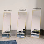 Miroir pleine longueur HOMELUX 18x58 rectangulaire, à poser, pour salle de bain ou entrée, noir/doré