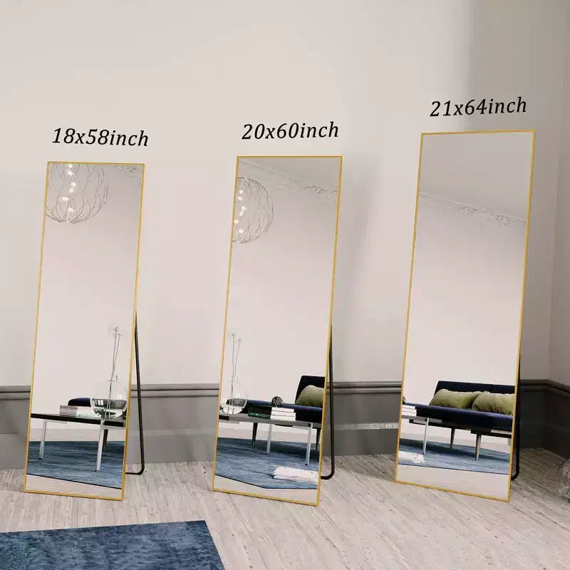 Miroir pleine longueur HOMELUX 18x58 rectangulaire, à poser, pour salle de bain ou entrée, noir/doré