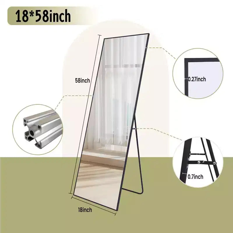 Miroir pleine longueur HOMELUX 18x58 rectangulaire, à poser, pour salle de bain ou entrée, noir/doré