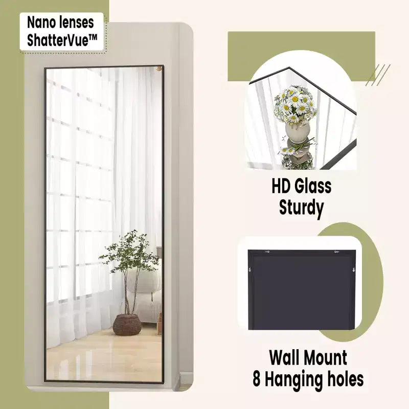 Miroir pleine longueur HOMELUX 18x58 rectangulaire, à poser, pour salle de bain ou entrée, noir/doré