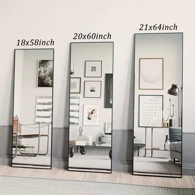 Miroir pleine longueur HOMELUX 18x58 rectangulaire, à poser, pour salle de bain ou entrée, noir/doré