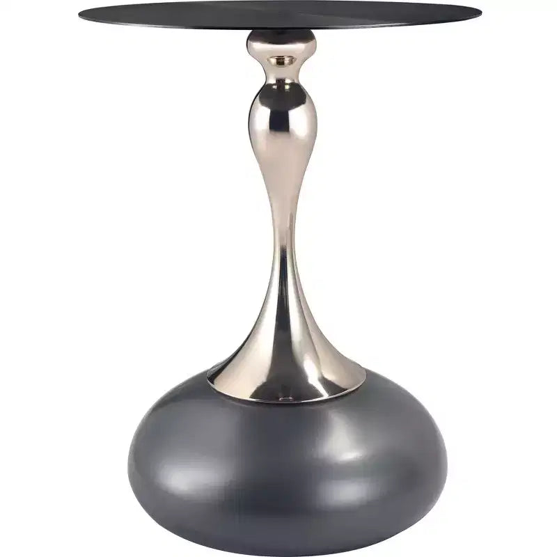 Table d'appoint LeisureMod Savoy moderne sur pied - Acier inoxydable noir