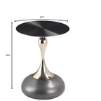 Table d'appoint LeisureMod Savoy moderne sur pied - Acier inoxydable noir