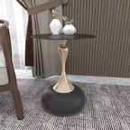 Table d'appoint LeisureMod Savoy moderne sur pied - Acier inoxydable noir