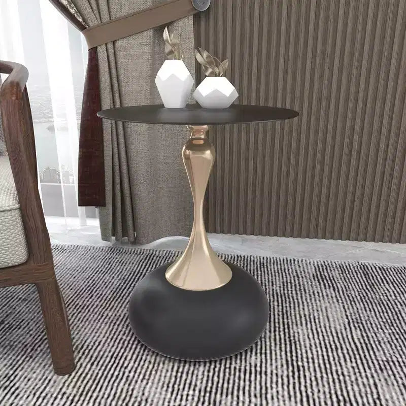 Table d'appoint LeisureMod Savoy moderne sur pied - Acier inoxydable noir