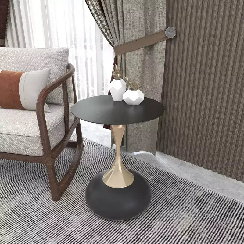 Table d'appoint LeisureMod Savoy moderne sur pied - Acier inoxydable noir
