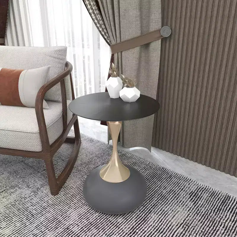 Table d'appoint LeisureMod Savoy moderne sur pied - Acier inoxydable noir