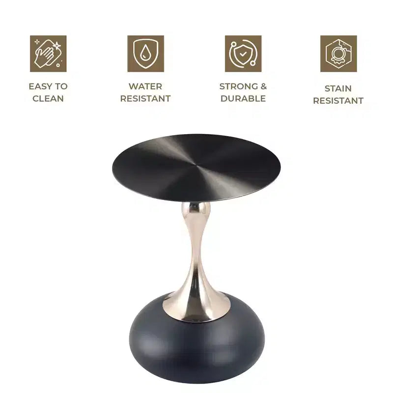 Table d'appoint LeisureMod Savoy moderne sur pied - Acier inoxydable noir
