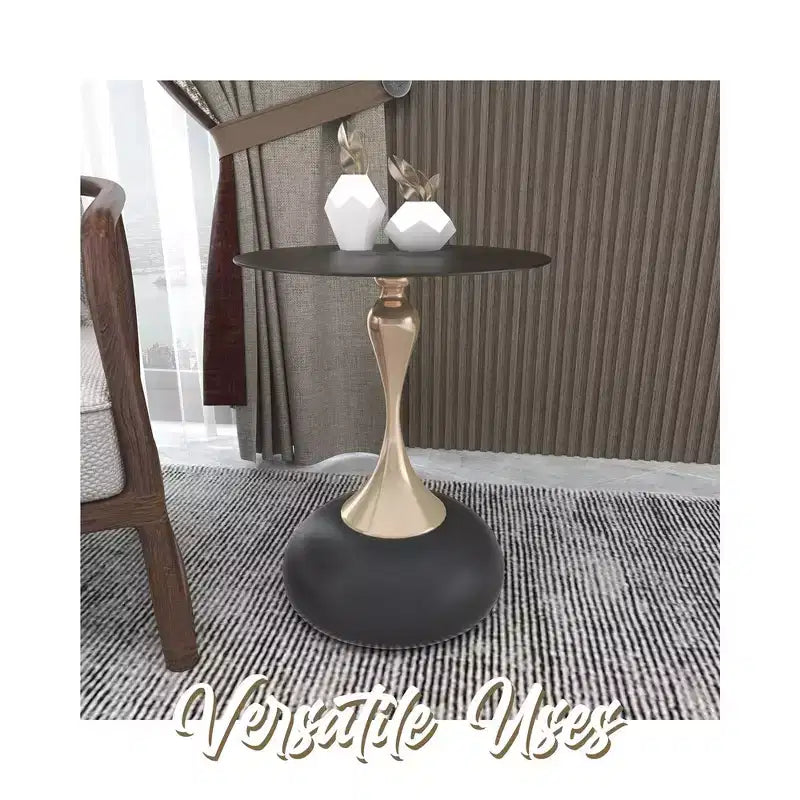 Table d'appoint LeisureMod Savoy moderne sur pied - Acier inoxydable noir