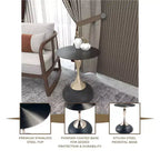 Table d'appoint LeisureMod Savoy moderne sur pied - Acier inoxydable noir
