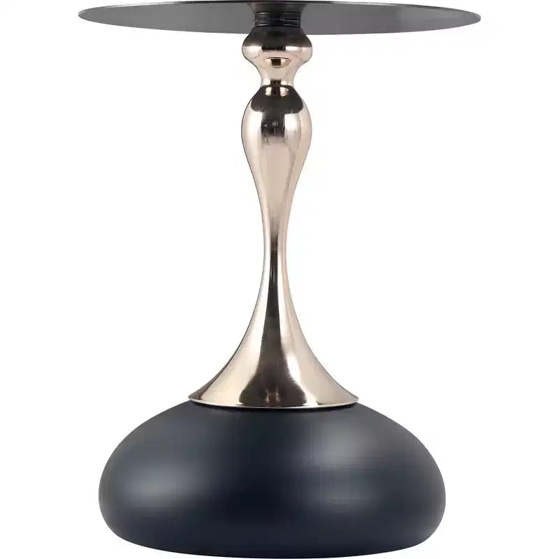 Table d'appoint LeisureMod Savoy moderne sur pied - Acier inoxydable noir