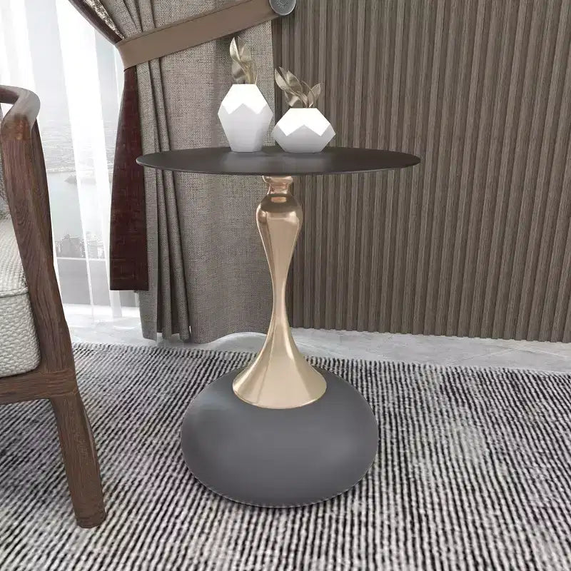 Table d'appoint LeisureMod Savoy moderne sur pied - Acier inoxydable noir