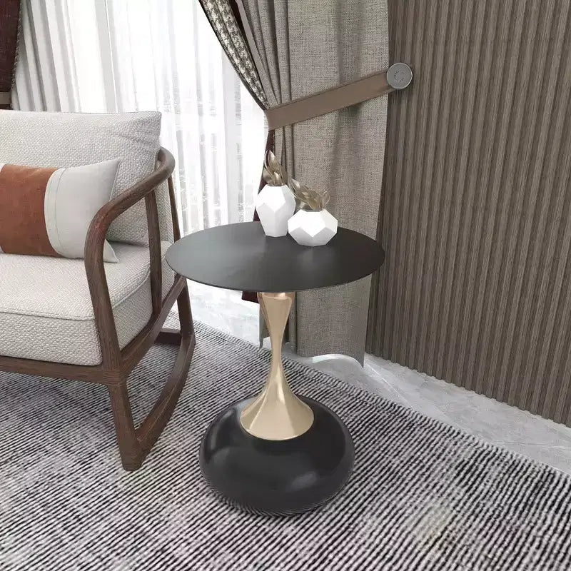 Table d'appoint LeisureMod Savoy moderne sur pied - Acier inoxydable noir