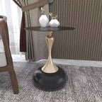 Table d'appoint LeisureMod Savoy moderne sur pied - Acier inoxydable noir