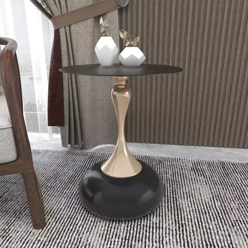 Table d'appoint LeisureMod Savoy moderne sur pied - Acier inoxydable noir
