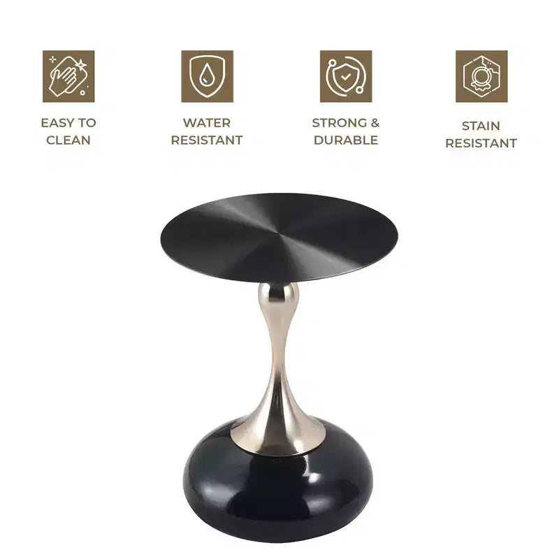 Table d'appoint LeisureMod Savoy moderne sur pied - Acier inoxydable noir