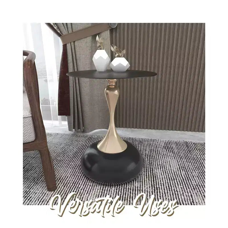 Table d'appoint LeisureMod Savoy moderne sur pied - Acier inoxydable noir