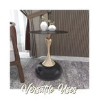 Table d'appoint LeisureMod Savoy moderne sur pied - Acier inoxydable noir