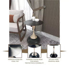 Table d'appoint LeisureMod Savoy moderne sur pied - Acier inoxydable noir