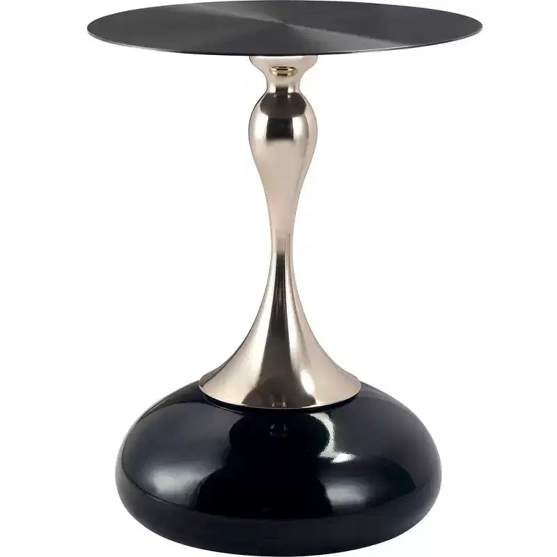 Table d'appoint LeisureMod Savoy moderne sur pied - Acier inoxydable noir