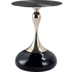 Table d'appoint LeisureMod Savoy moderne sur pied - Acier inoxydable noir