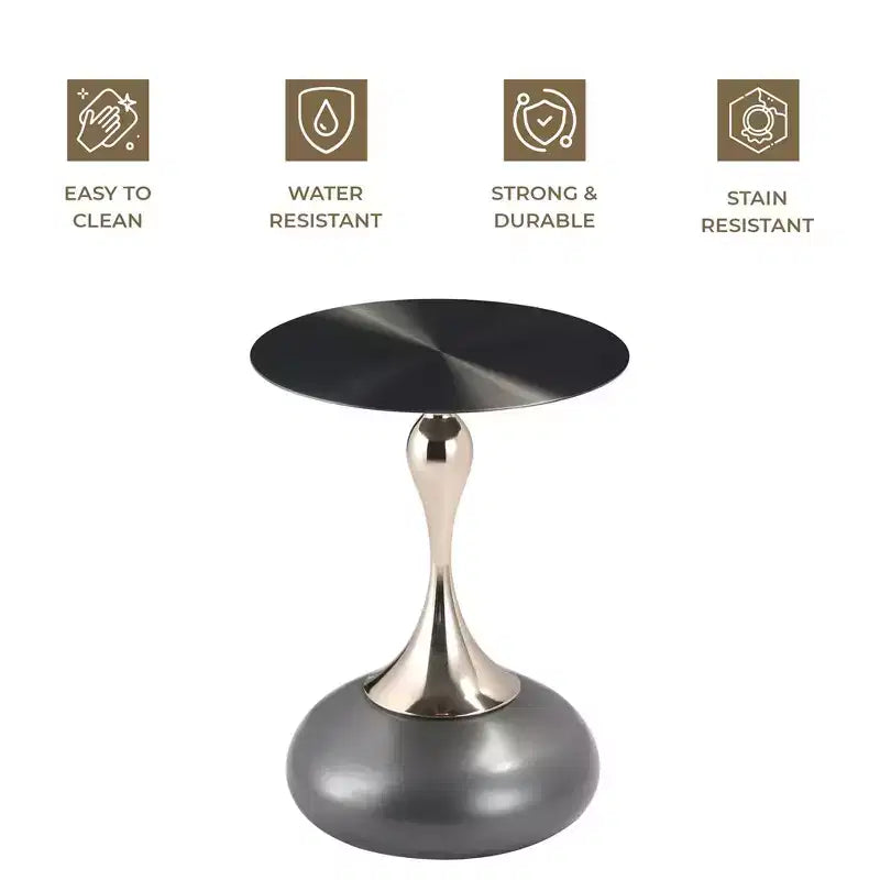 Table d'appoint LeisureMod Savoy moderne sur pied - Acier inoxydable noir
