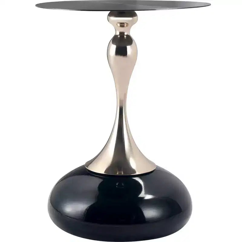 Table d'appoint LeisureMod Savoy moderne sur pied - Acier inoxydable noir