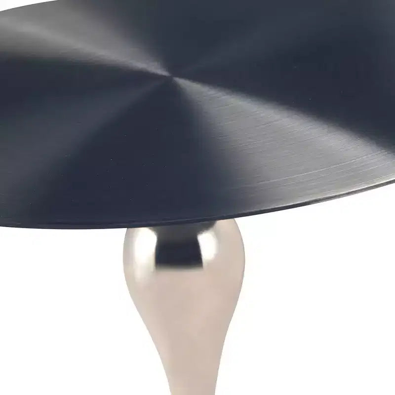Table d'appoint LeisureMod Savoy moderne sur pied - Acier inoxydable noir