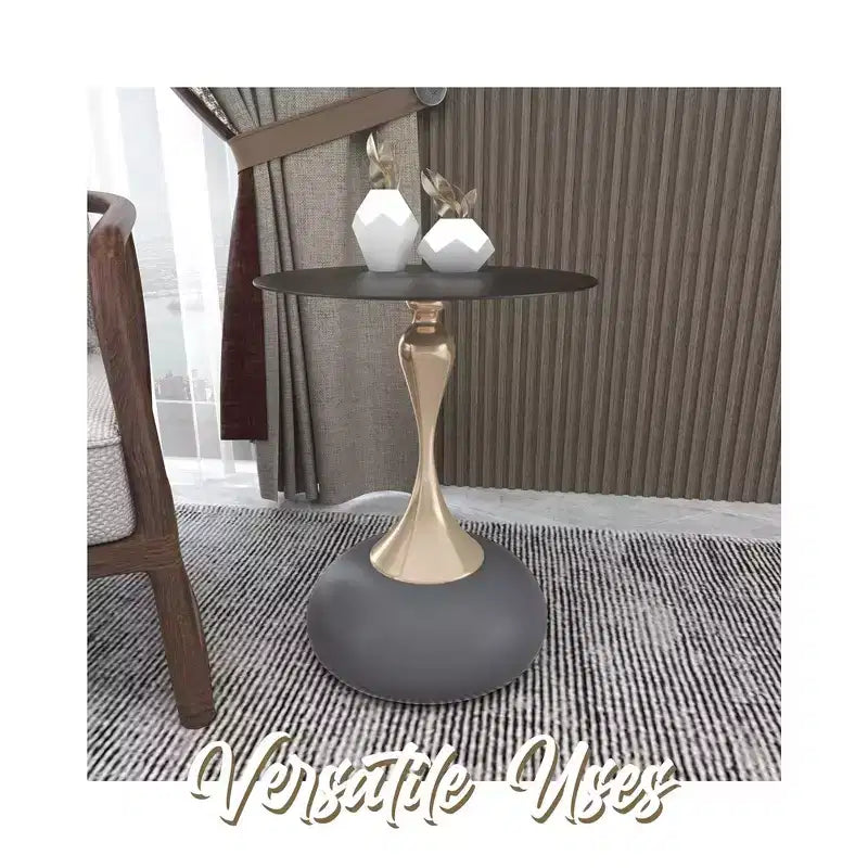 Table d'appoint LeisureMod Savoy moderne sur pied - Acier inoxydable noir