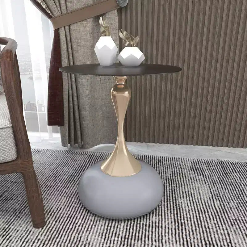 Table d'appoint LeisureMod Savoy moderne sur pied - Acier inoxydable noir