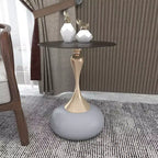 Table d'appoint LeisureMod Savoy moderne sur pied - Acier inoxydable noir