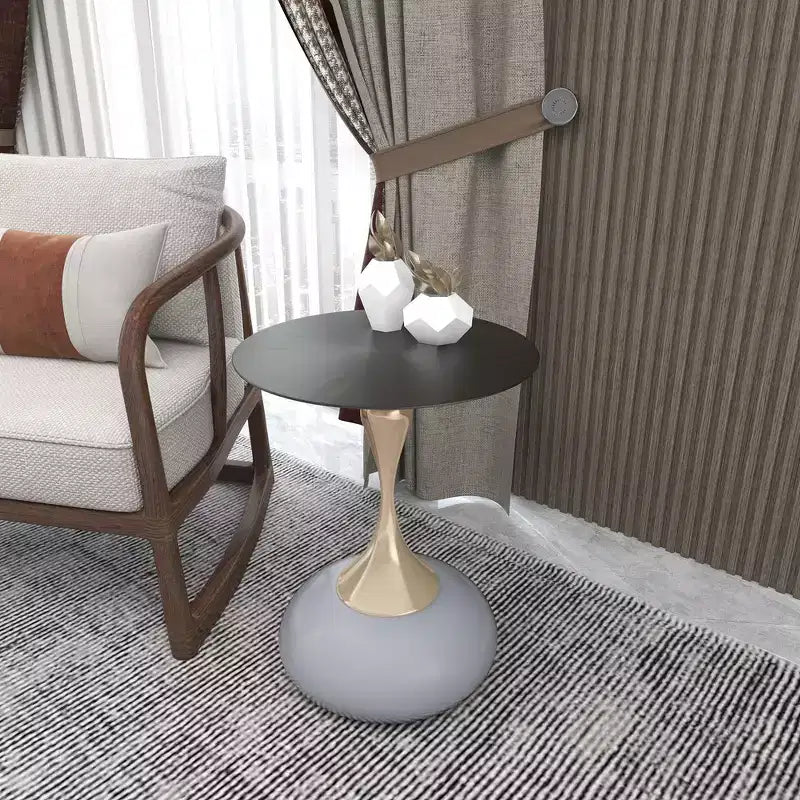 Table d'appoint LeisureMod Savoy moderne sur pied - Acier inoxydable noir