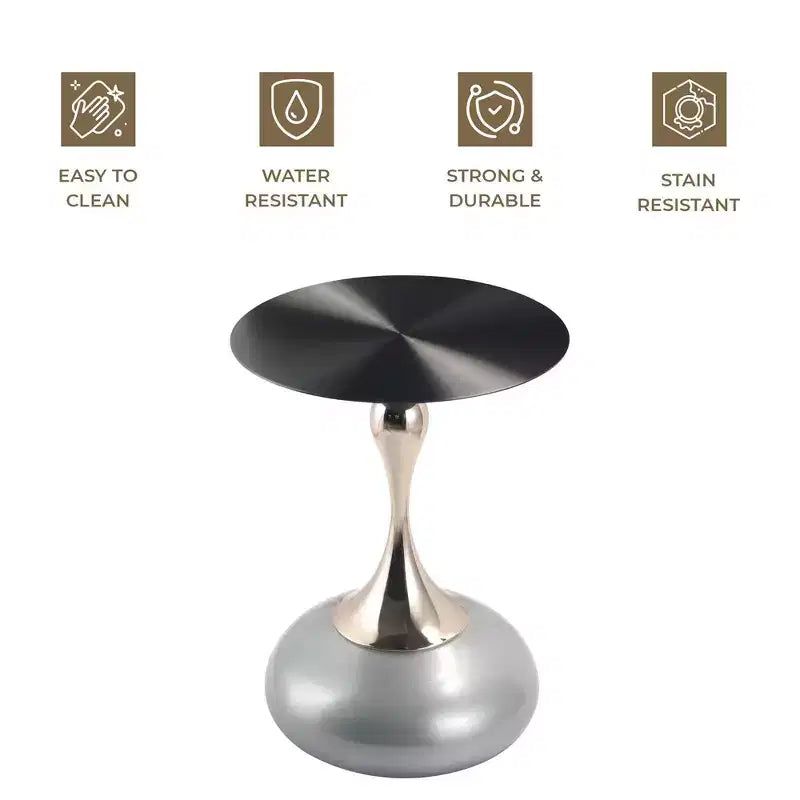 Table d'appoint LeisureMod Savoy moderne sur pied - Acier inoxydable noir